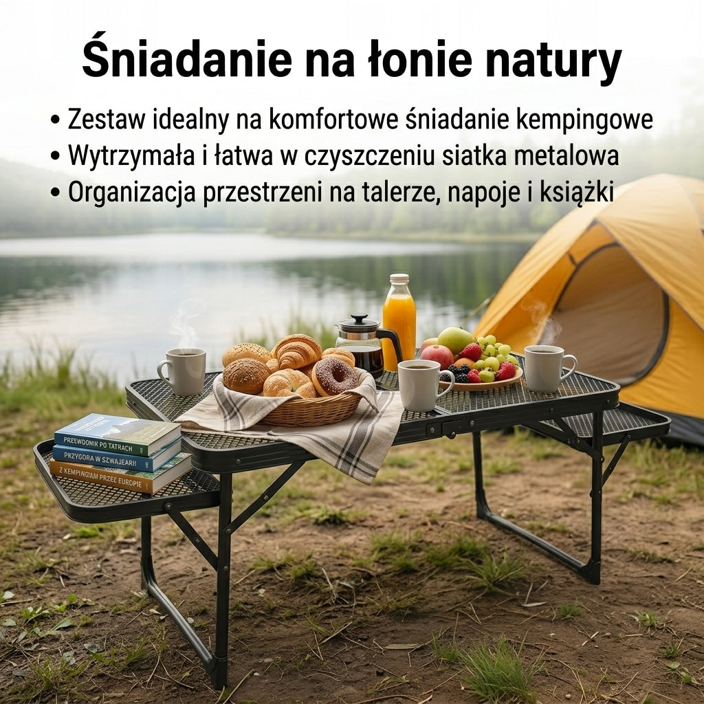 Stół stolik turystyczny LUARO kempingowy cateringowy składany 87 x 60 x 40 x 27 cm