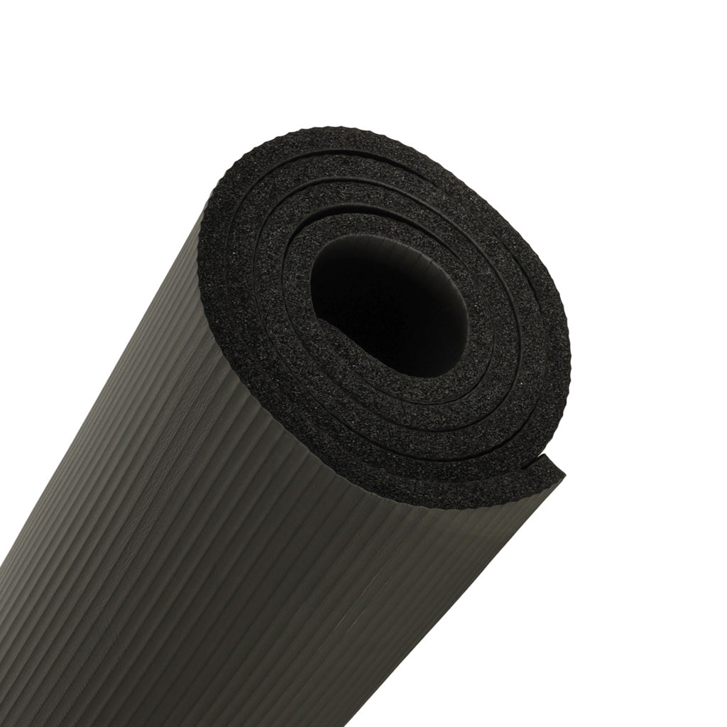 Mata do ćwiczeń jogi gimnastyczna treningowa fitness karimata gruba 1,5cm czarna + pokrowiec