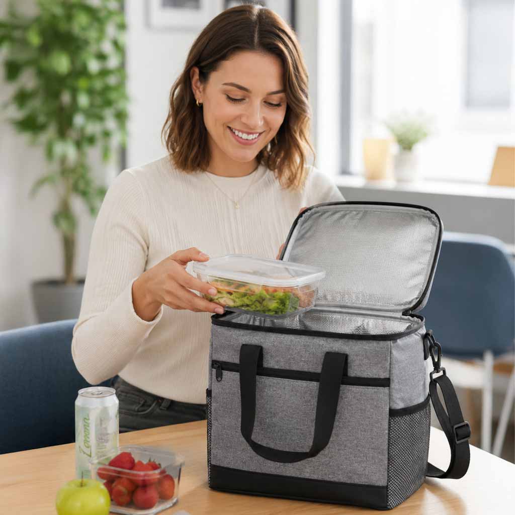 Torba termiczna na lunch jedzenie śniadaniowa izolacyjna 16L szara