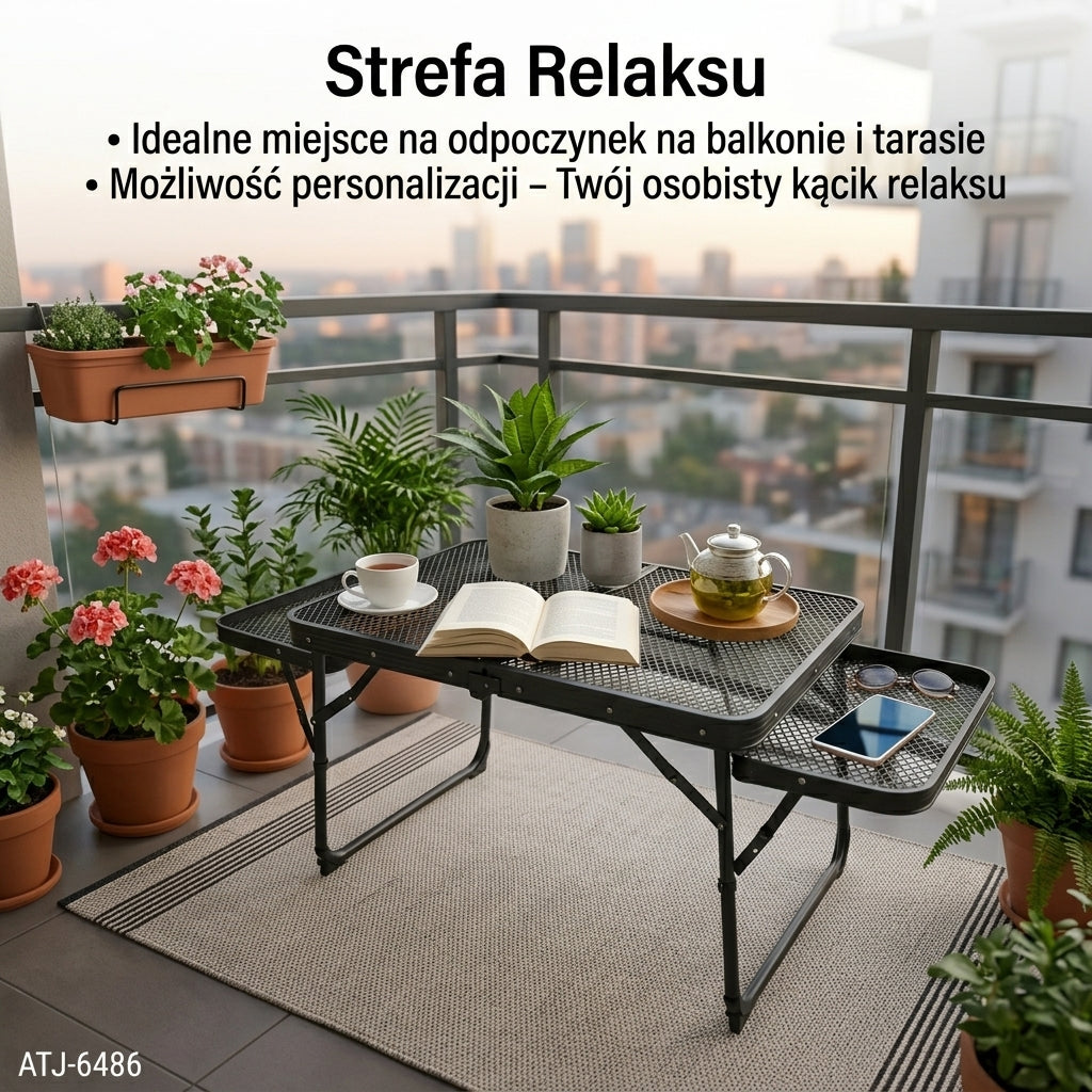 Stół stolik turystyczny LUARO kempingowy cateringowy składany 87 x 60 x 40 x 27 cm