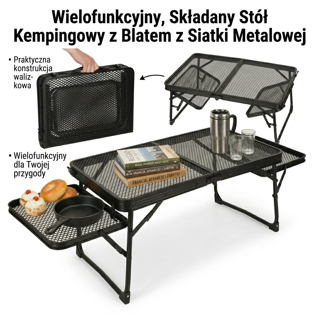 Stół stolik turystyczny LUARO kempingowy cateringowy składany 87 x 60 x 40 x 27 cm